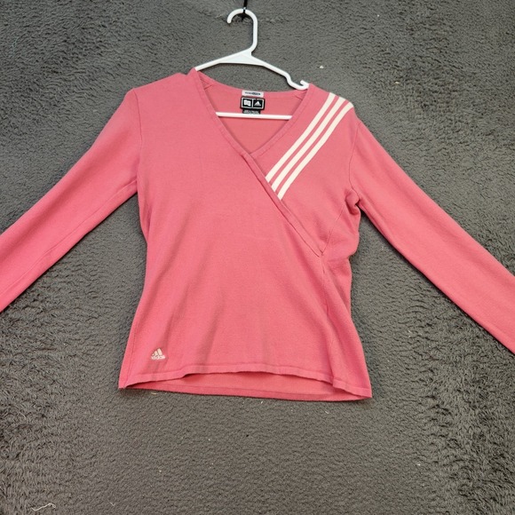Adidas Sweater Womens Small Climalite V Neck Long Sleeve Athletic Pullover‎ Top - Picture 1 of 7